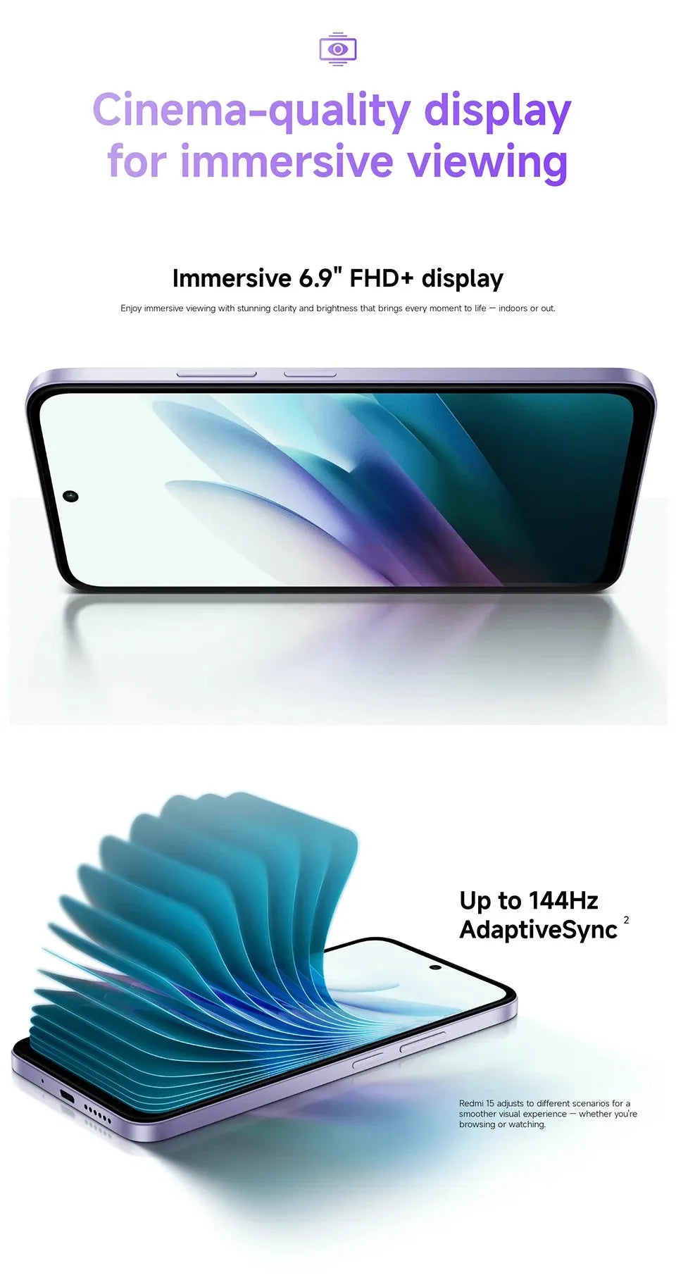 【Marca +】Redmi 15 Versão Global Smartphone 6,9" 50MP 7000mAh bateria 33W carregamento rápido IP64 Snapdragon ®   685 Plataforma Móvel