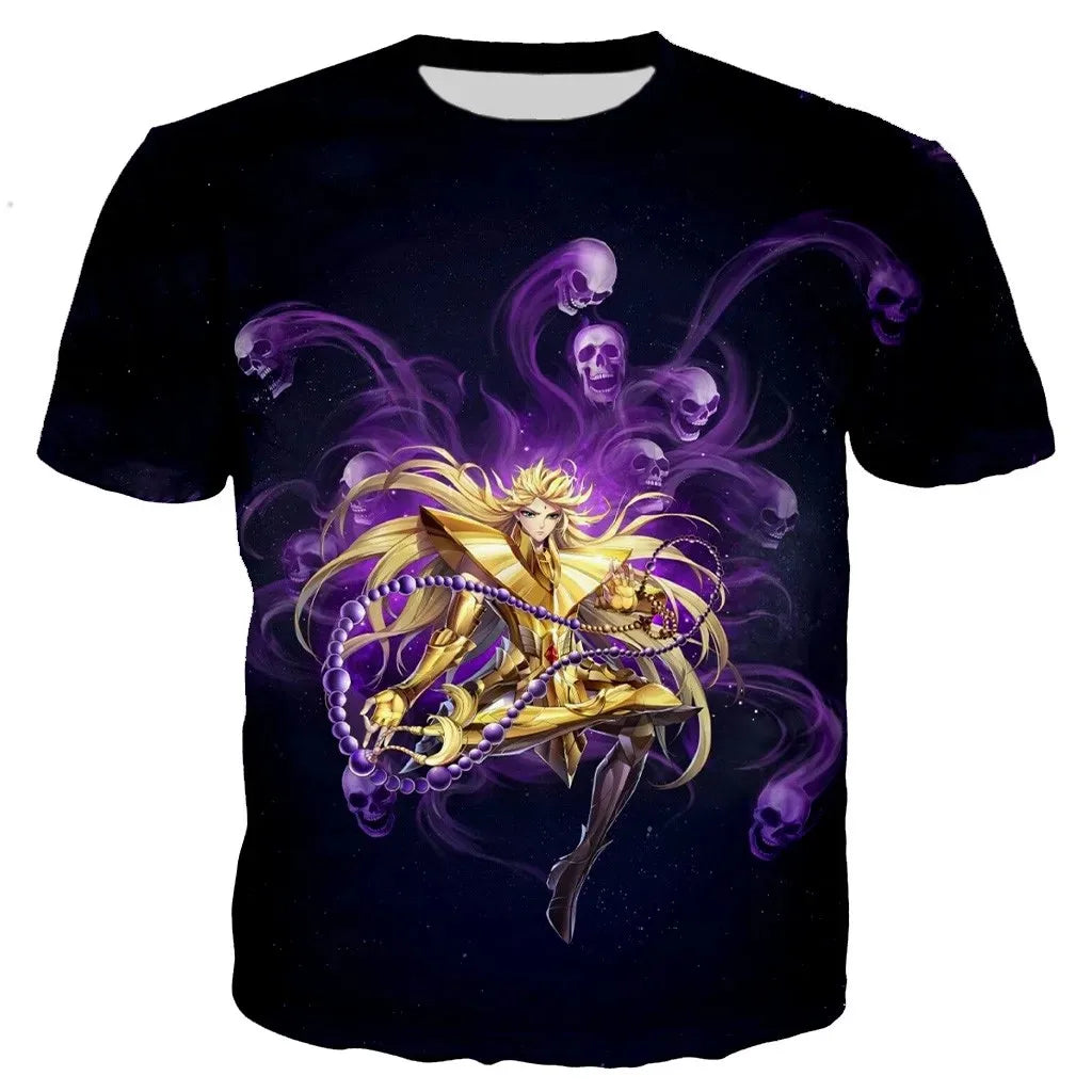 Saint seiya t camisa masculina moda camisetas crianças hip hop topos t anime impressão 3d camiseta verão masculino gráfico topos meninos t