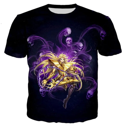 Saint seiya t camisa masculina moda camisetas crianças hip hop topos t anime impressão 3d camiseta verão masculino gráfico topos meninos t