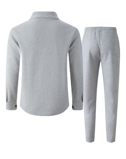 Jaqueta masculina de trabalho com verificação de waffle, jaqueta elegante com botão de lapela e calças compridas, confortável, respirável, casual, roupa de negócios, 1/2 peças