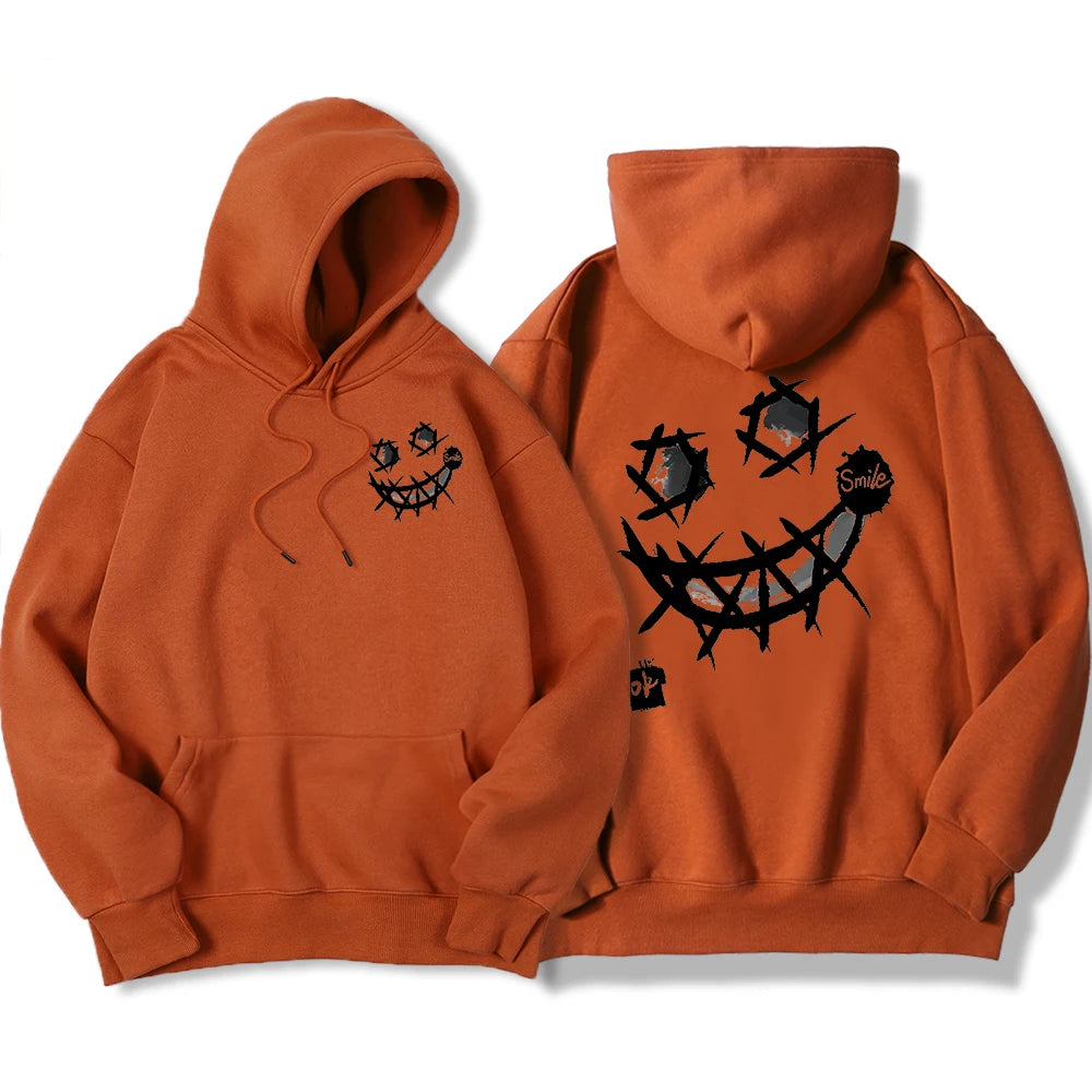 Por favor, sorriso, ok padrões interessantes moletom masculino harajuku moda com capuz quente casual hoodies outono oversize topos