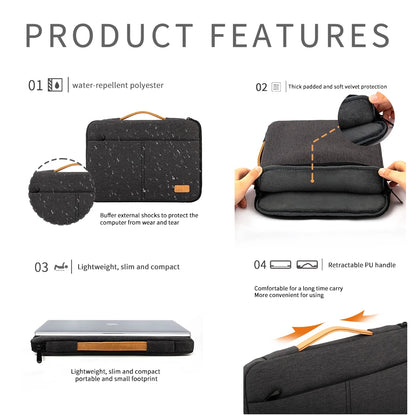 Bolsa para laptop 14 15.6 polegadas, bolsa para notebook para macbook hp dell acer, pasta de computador à prova de choque, capa de viagem para homens de negócios