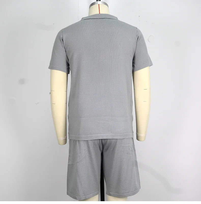 Conjunto de duas peças de seda gelo masculino manga curta, terno casual de negócios, roupa masculina, ginástica, alta qualidade, verão