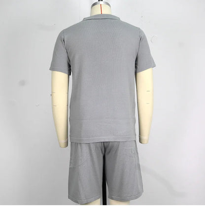 Conjunto de duas peças de seda gelo masculino manga curta, terno casual de negócios, roupa masculina, ginástica, alta qualidade, verão