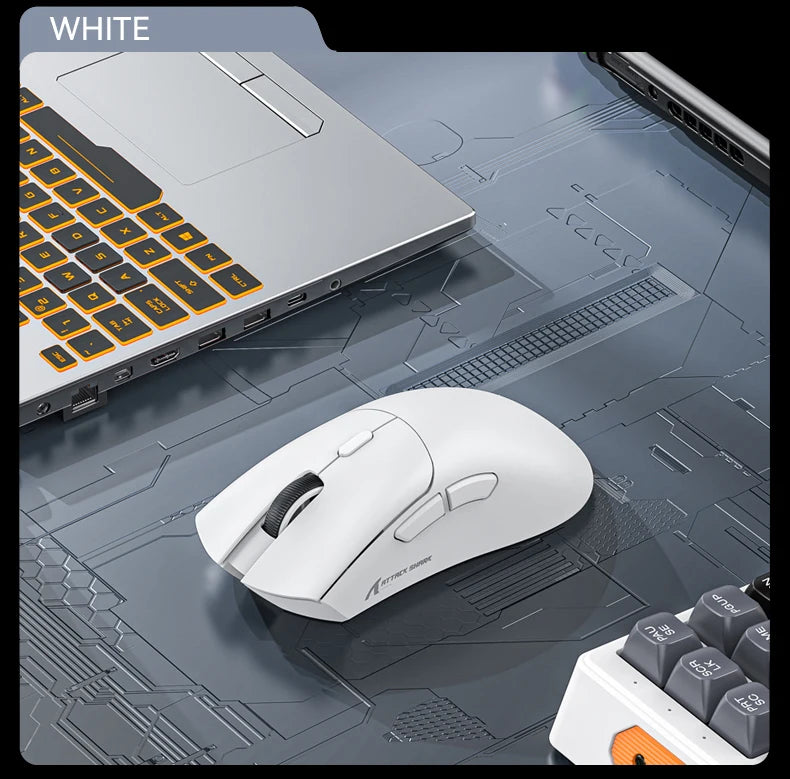 Mouse sem fio Attack Shark R1 18000dpi, 1000 Hz PAW3311, conexão Bluetooth tri-mode, mouse macro para jogos