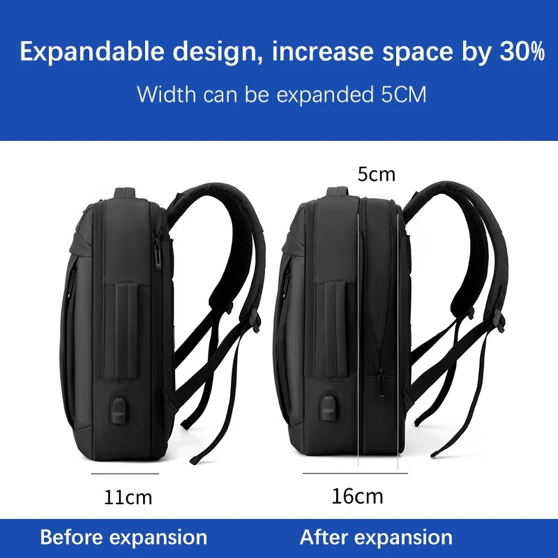 17 Polegada negócios portátil mochila à prova dwaterproof água notebook para homens saco de livro escolar expansível multifuncional carregamento usb homem mochilas