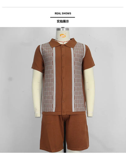 Conjunto de duas peças de seda gelo masculino manga curta, terno casual de negócios, roupa masculina, ginástica, alta qualidade, verão