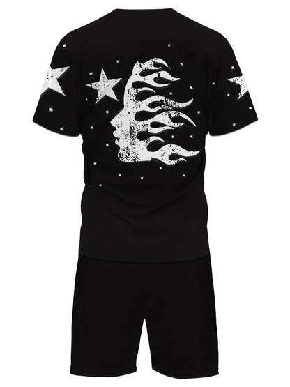 Verão 2025 novos homens casuais e elegantes roupas masculinas ao ar livre com padrões de letras e estrelas