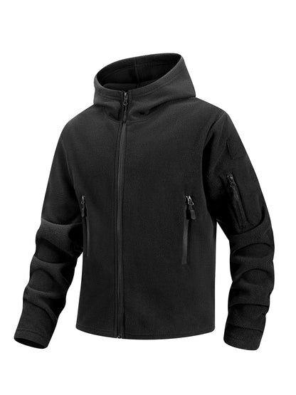 Jaqueta de lã masculina de caça de inverno casacos quentes polar ao ar livre jaqueta com capuz multi-bolso casual completo zip esporte caminhadas casaco S-XXXL