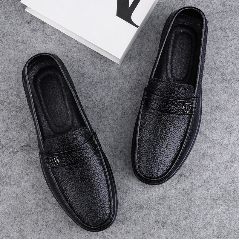 Sapatos casuais de couro genuíno masculinos feitos à mão deslizamento na plataforma sapatos de caminhada ao ar livre mocassins de condução tênis respiráveis