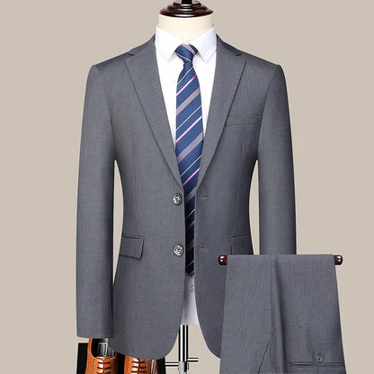 Terno (blazer + calças) masculino casual formal negócios cavalheiro cor sólida hospedagem quatro estações emagrecimento casamento moda terno