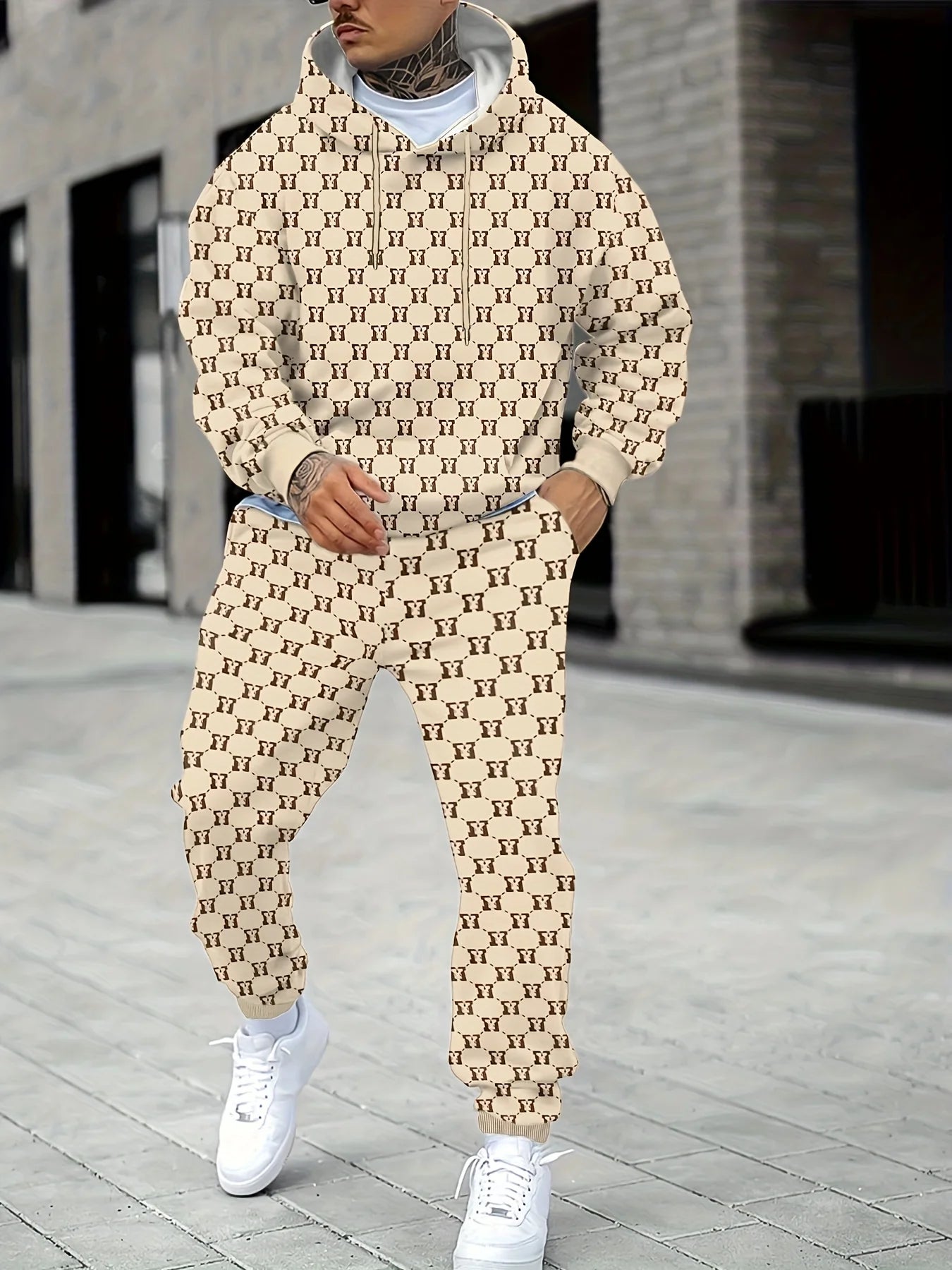 2526 nova primavera e outono conjunto de calças com capuz 3d impresso moda rua carta elementos masculino e feminino casual conjunto com capuz