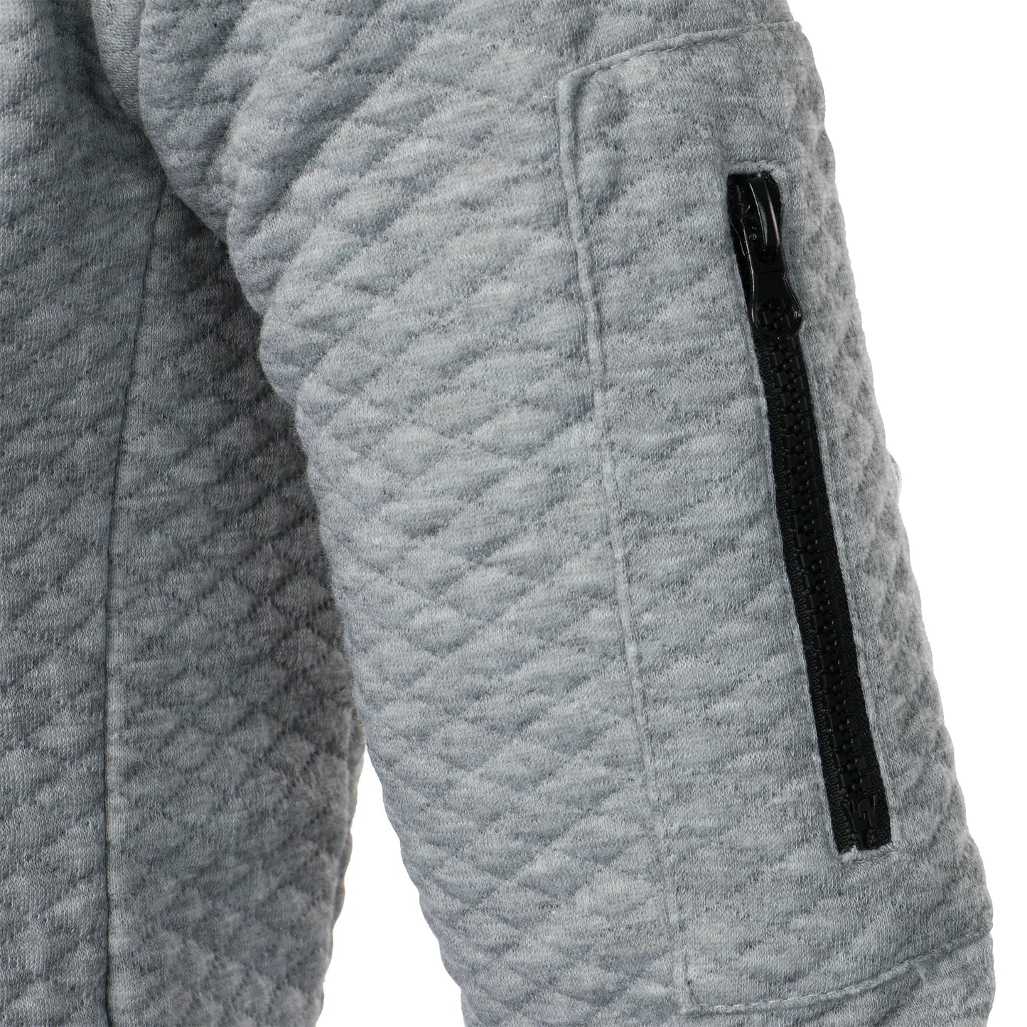 Top masculino com zíper waffle, gola stand, capuz casual, outono e inverno