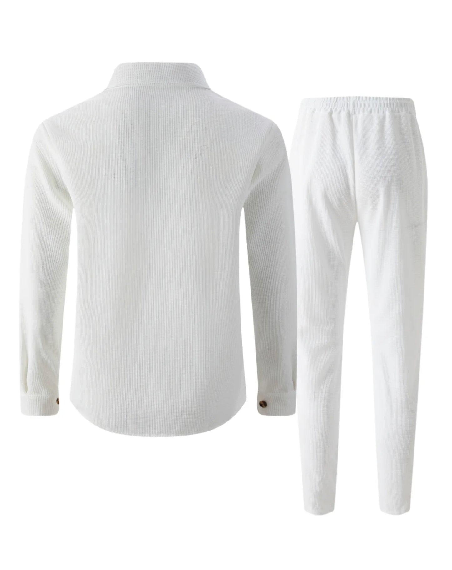 Jaqueta masculina de trabalho com verificação de waffle, jaqueta elegante com botão de lapela e calças compridas, confortável, respirável, casual, roupa de negócios, 1/2 peças