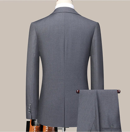 Terno (blazer + calças) masculino casual formal negócios cavalheiro cor sólida hospedagem quatro estações emagrecimento casamento moda terno
