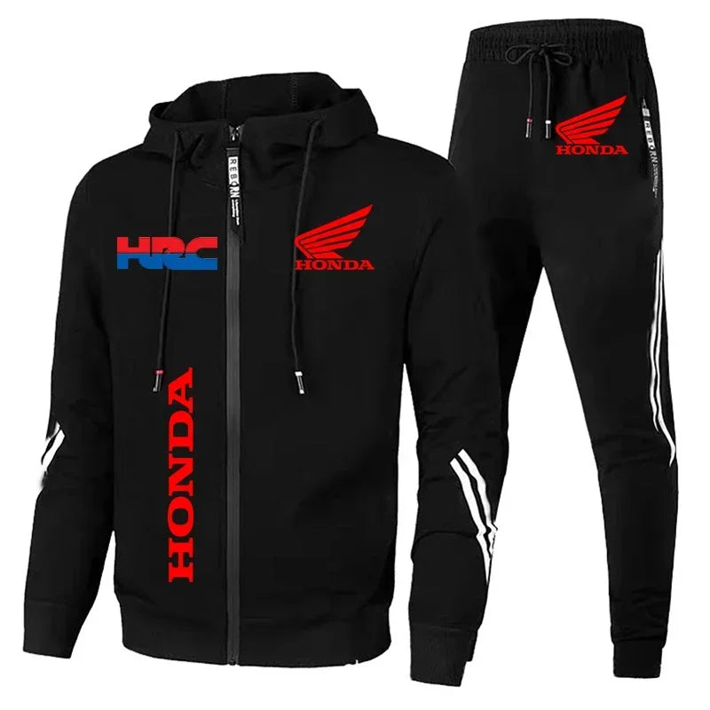 H novo agasalho honda roupas masculinas honda hrc logotipo impressão ternos de suor zip hoodies + calças 2 peça define masculino honda hrc roupas esportivas