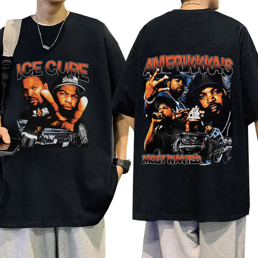 90s rapper cubo de gelo amerikkka mais queria camiseta masculina moda vintage harajuku t camisa 100% algodão casual camiseta oversized
