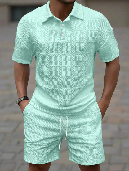 2025 verão nova tendência da moda cor sólida confortável moda leve casual masculino terno de manga curta para homem