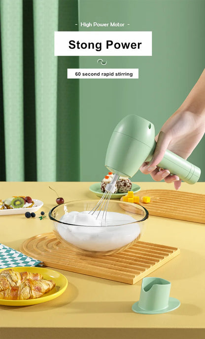 Batedor de ovos elétrico sem fio portátil mini multifuncional batedor de leite creme café misturador automático com base