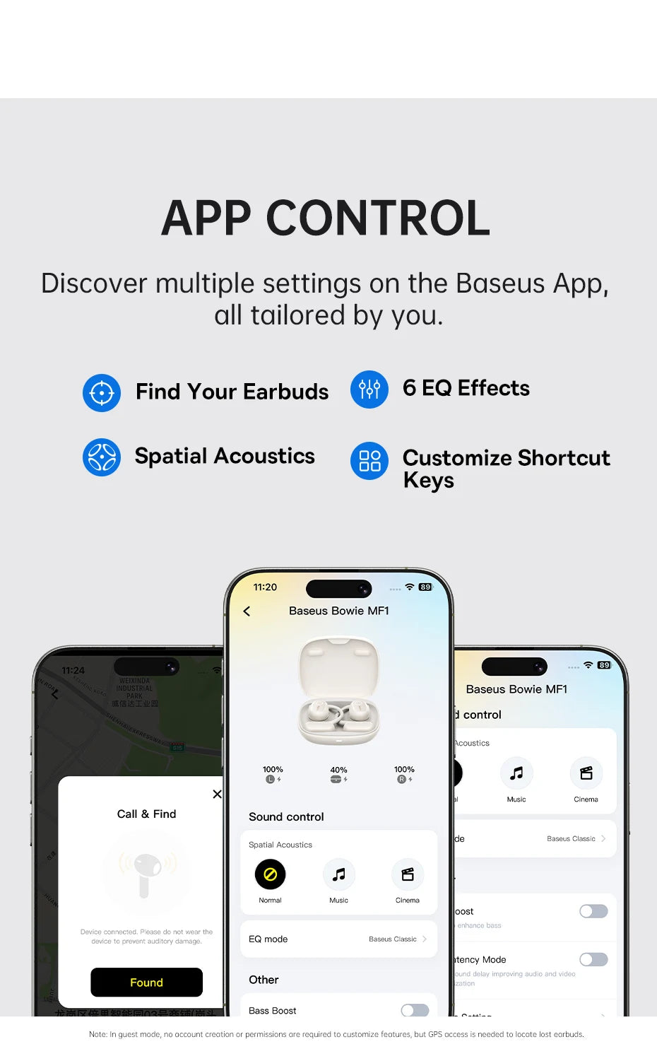 Baseus Bowie MF1/Eli 15i Fit Open-Ear Sport Fones de ouvido sem fio Bluetooth 5.4 Ganchos para os ouvidos Big Bass Sport Fones de ouvido 60 horas de reprodução