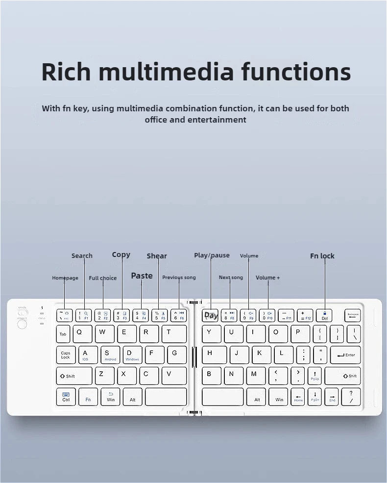 Mingcvol mini teclado sem fio dobrável fino portátil bluetoo threchargeable teclado dobrável para xiaomi ios windows android