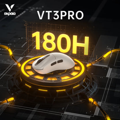 Rapoo vt3pro mouse para jogos sem fio 59g superleve 8khz taxa de pesquisa 26000 dpi paw3398 sensor óptico final longa vida útil da bateria
