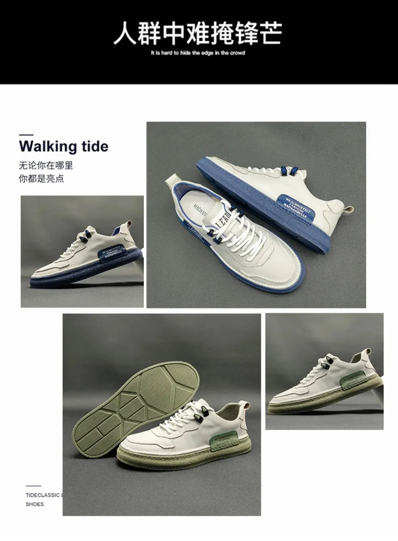 2025 novos tênis masculinos marca de couro sapatos casuais tendência sapatos para homens conforto apartamentos designer sapatos masculinos zapatillas hombre