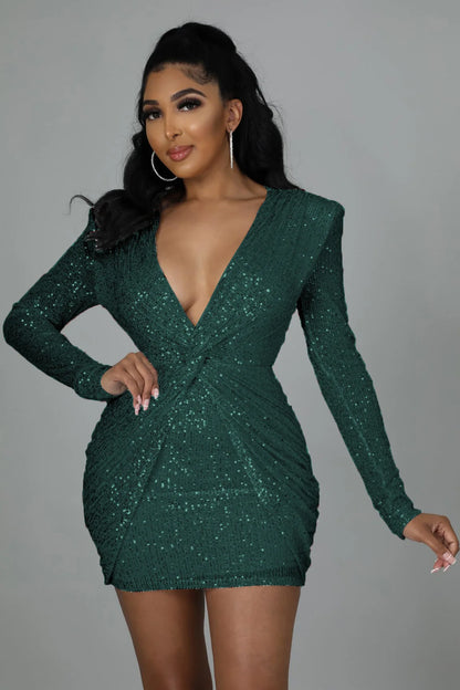 Vestidos de festa elegantes para mulheres 2025 vestido sexy fino plissado com lantejoulas e decote em V