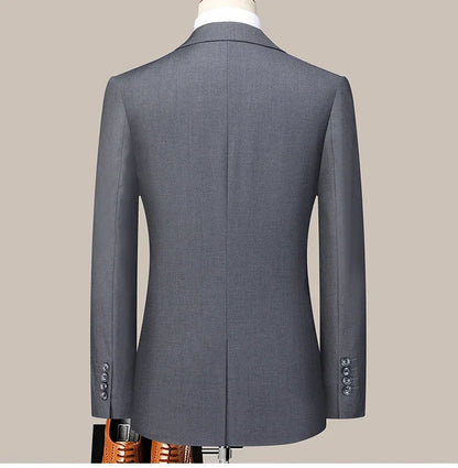 Terno (blazer + calças) masculino casual formal negócios cavalheiro cor sólida hospedagem quatro estações emagrecimento casamento moda terno