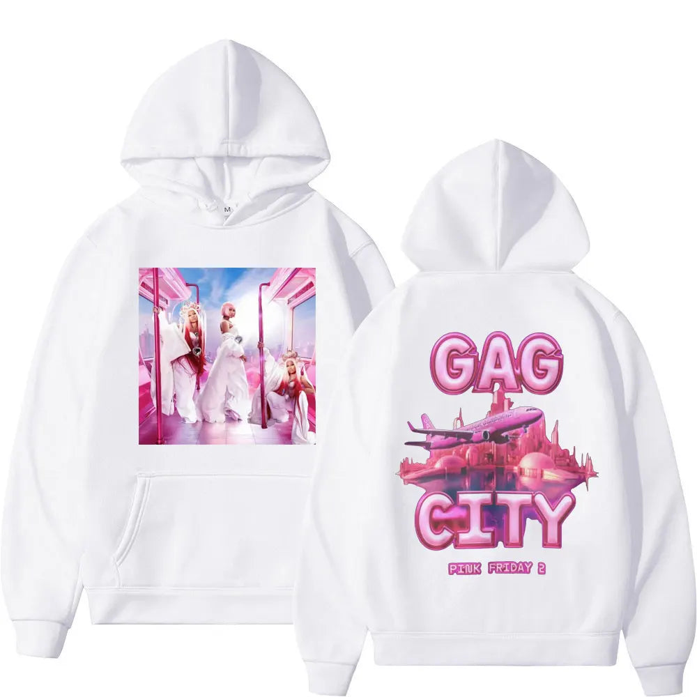 Hoodie Rapper de grandes dimensões para homens e mulheres, moletons com capuz, pullovers Hip Hop, pullovers elegantes, rapper, Nicki Minaj, Pink Friday, gráfico 2, Y2k