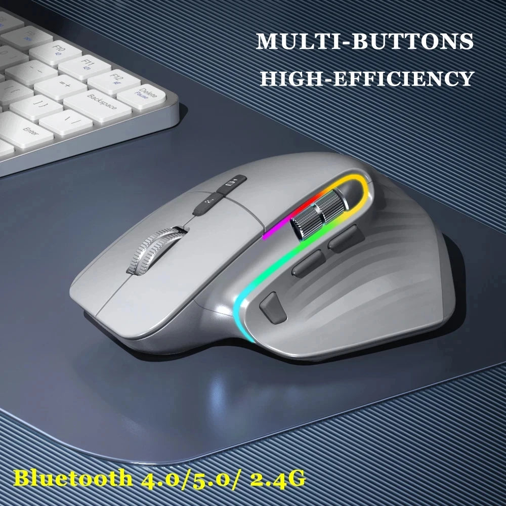 Ergonômico bluetooth 2.4g mouse tri-mode sem fio mouse para jogos USB-C rgb recarregável mause 5 dpi 9 botões para computador pc tablet