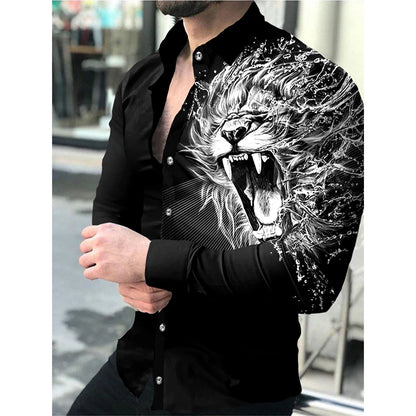 2024 camisa de manga longa masculina casual all-match moda rua camisa masculina lapela único breasted manga longa topo roupas masculinas