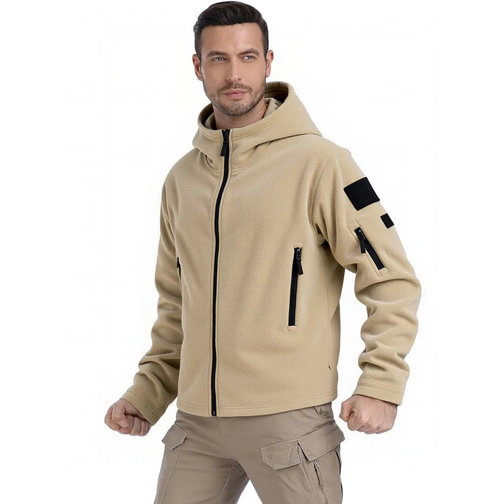 Jaqueta de lã masculina de caça de inverno casacos quentes polar ao ar livre jaqueta com capuz multi-bolso casual completo zip esporte caminhadas casaco S-XXXL