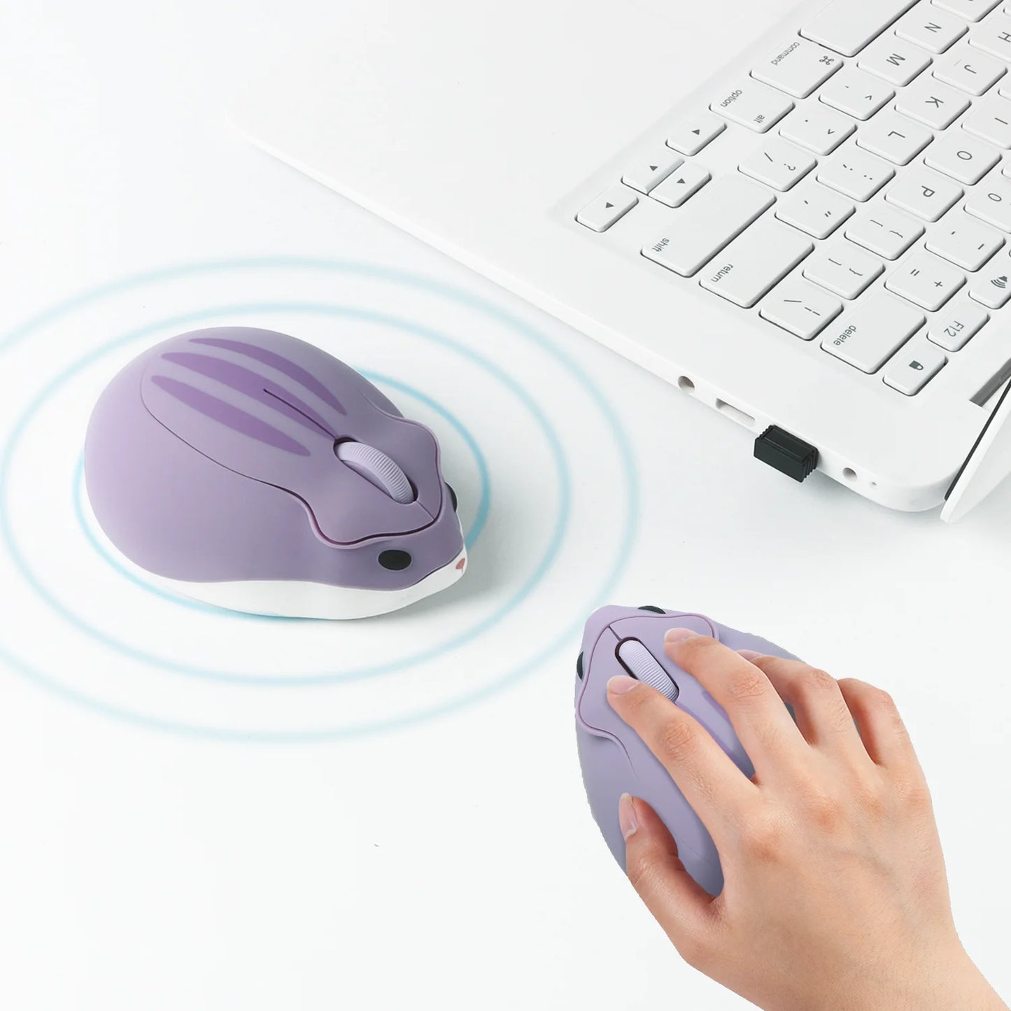 2.4g mouse sem fio roxo hamster forma ratos criativos para a menina crianças presente óptico 3d mini mouse 1200dpi gaming mause para portátil