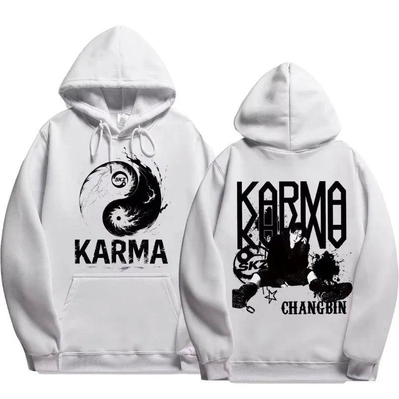 Quarto álbum de KPOP KARMA moletom com capuz masculino estampado FELIX HAN BANGCHAN CHANGBIN HYUNJIN LEE moda esportiva