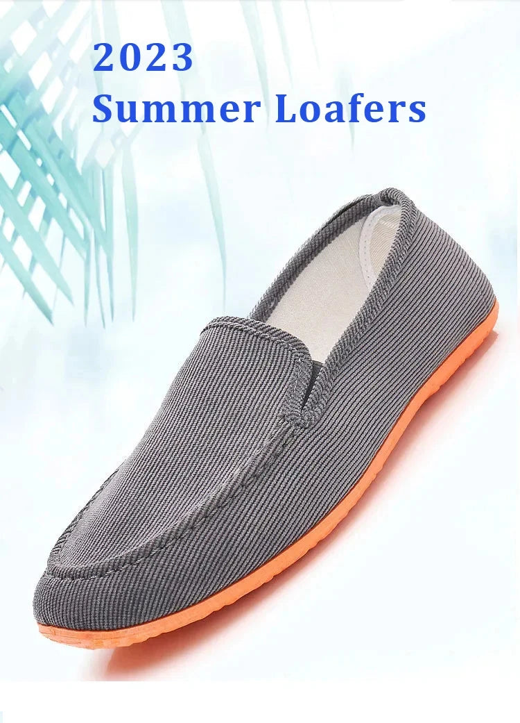 Mocassins de lona tamanho grande masculino, tênis planos simples, sapatos casuais masculinos, sapatos de caminhada, vintage, baratos