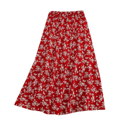 Moda feminina e all-match primavera e verão casual retro temperamento floral impresso saia falda larga elegante para mujer