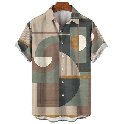 Patchwork xadrez 3d impresso camisa homem/mulher casual moda manga curta camisas botão lapela streetwear roupas unissex de grandes dimensões