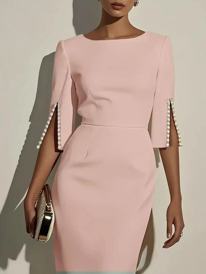 2025 vestido para mulheres moda confortável escritório cor sólida commuter grânulo fino e elegante vestido de festa à noite