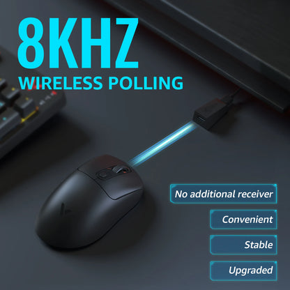 Rapoo vt3pro mouse para jogos sem fio 59g superleve 8khz taxa de pesquisa 26000 dpi paw3398 sensor óptico final longa vida útil da bateria