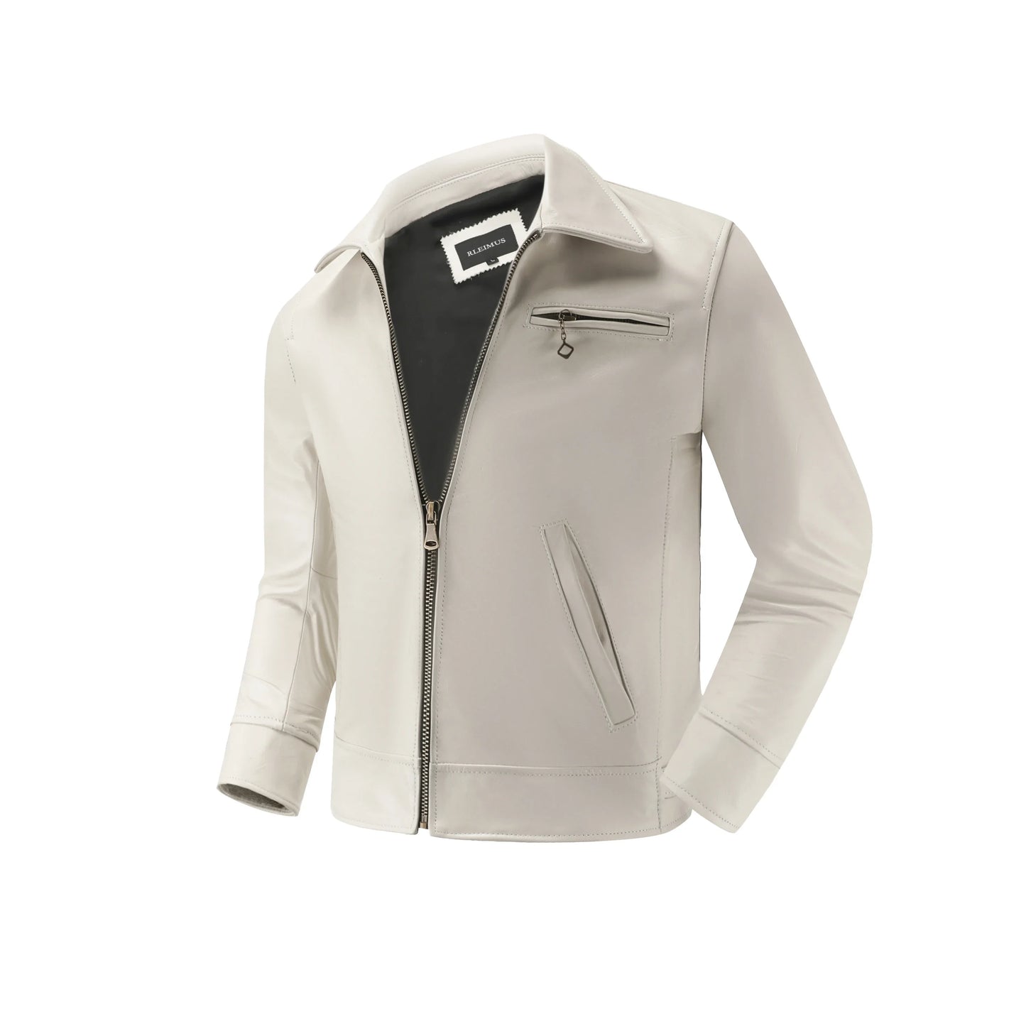 Jaqueta de couro genuíno masculino lapela branca jaqueta de pele de bezerro natural casaco masculino fino ajuste camada superior jaqueta de motociclista