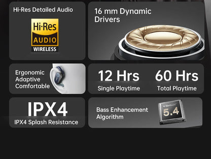 Baseus Bowie MF1/Eli 15i Fit Open-Ear Sport Fones de ouvido sem fio Bluetooth 5.4 Ganchos para os ouvidos Big Bass Sport Fones de ouvido 60 horas de reprodução