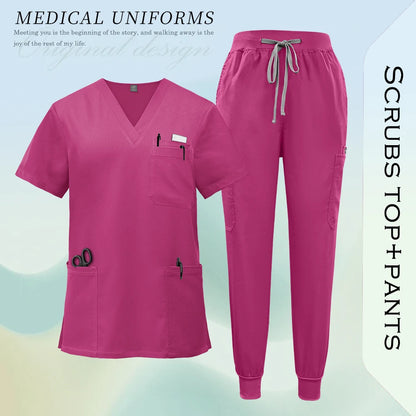 Unissex uniformes cirúrgicos clínicos beleza spa workwear mulher enfermeira médica esfrega conjunto dentista calças superiores terno de enfermagem de alta qualidade