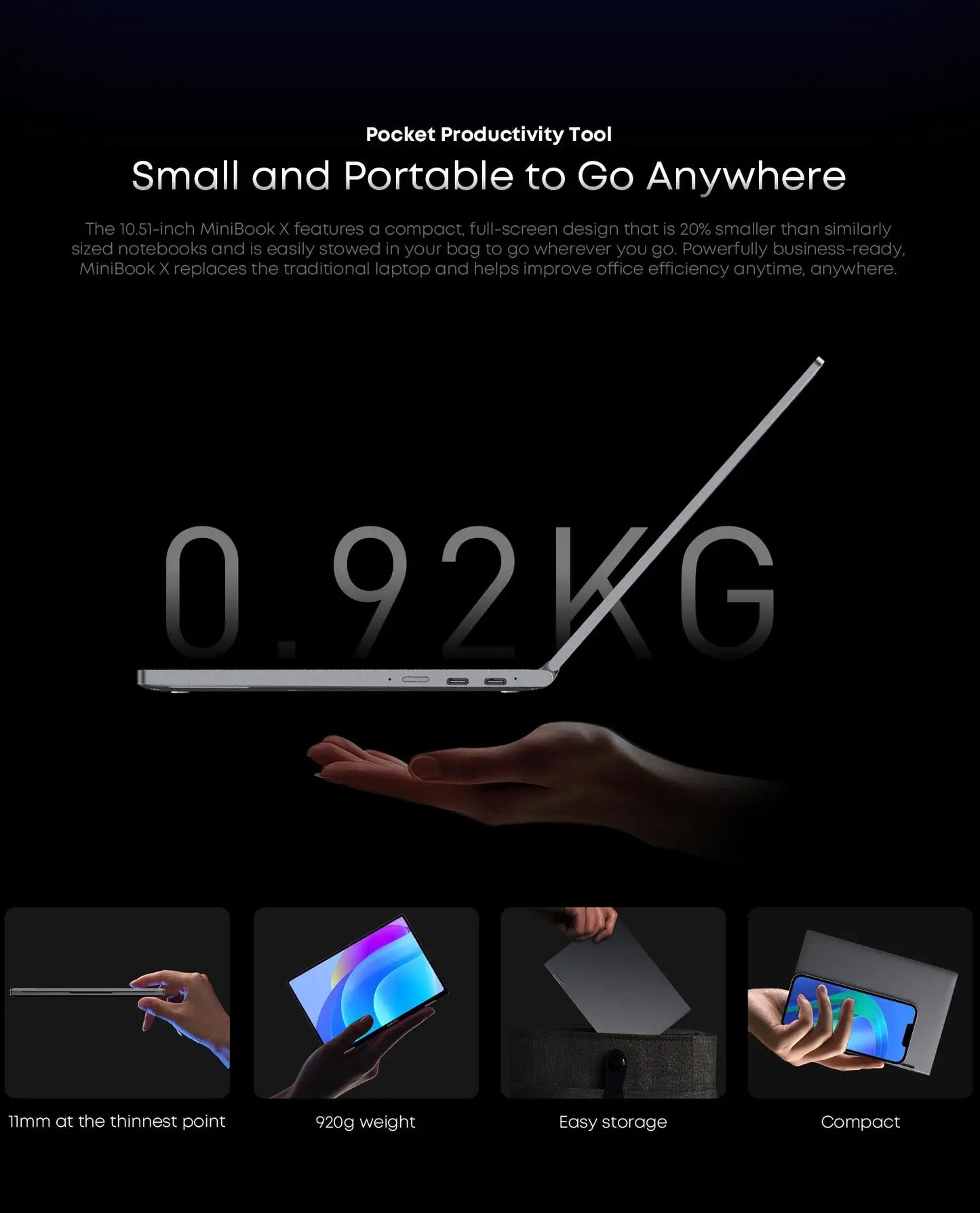 CHUWI MiniBook X 2 em 1 Laptop Intel N150 (até 3,6 GHz) 512 GB de ROM 16 GB LPDDR5 10,51 "1200x1920 FHD IPS Windows 11 Notebook