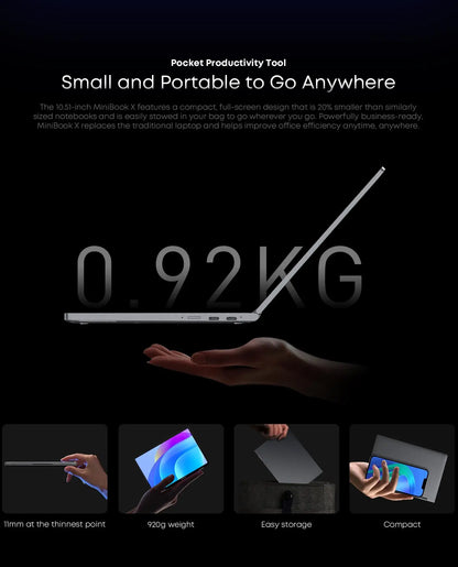 CHUWI MiniBook X 2 em 1 Laptop Intel N150 (até 3,6 GHz) 512 GB de ROM 16 GB LPDDR5 10,51 "1200x1920 FHD IPS Windows 11 Notebook