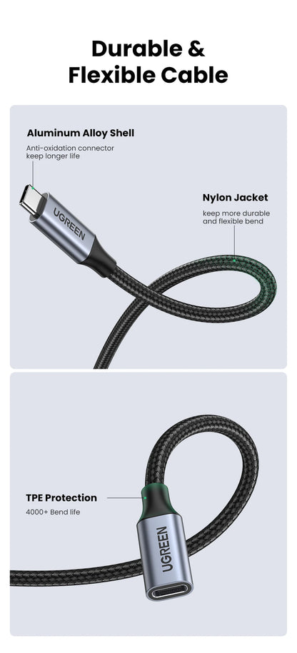 Ugreen usb c cabo de extensão tipo c cabo extensor USB-C thunderbolt 3 para xiaomi nintendo interruptor usb 3.1 cabo de extensão usb