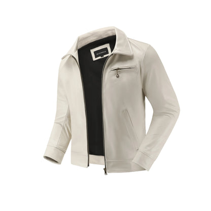 Jaqueta de couro genuíno masculino lapela branca jaqueta de pele de bezerro natural casaco masculino fino ajuste camada superior jaqueta de motociclista