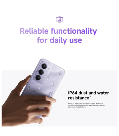 【Marca +】Redmi 15 Versão Global Smartphone 6,9" 50MP 7000mAh bateria 33W carregamento rápido IP64 Snapdragon ®   685 Plataforma Móvel