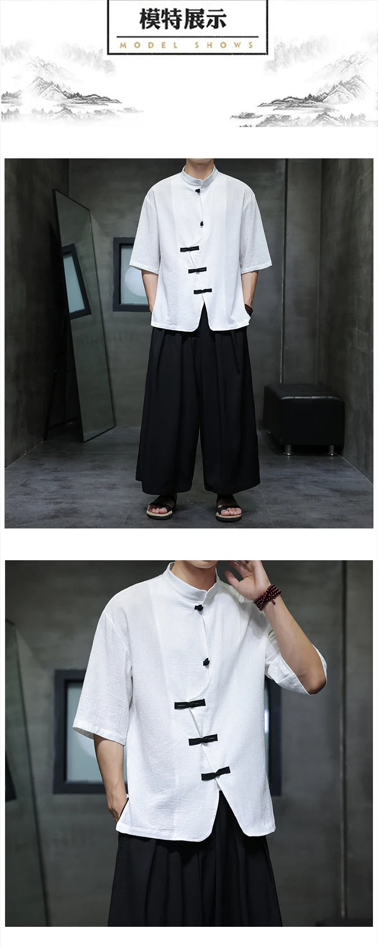 Camisa de linho de algodão masculina verão luz fina manga curta topo streetwear solto oversize casual estilo chinês camisa tang terno hanfu