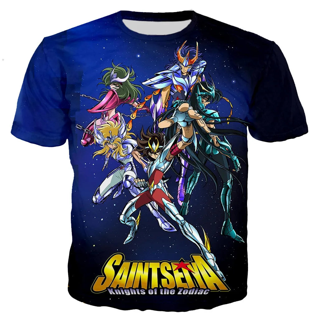 Saint seiya t camisa masculina moda camisetas crianças hip hop topos t anime impressão 3d camiseta verão masculino gráfico topos meninos t